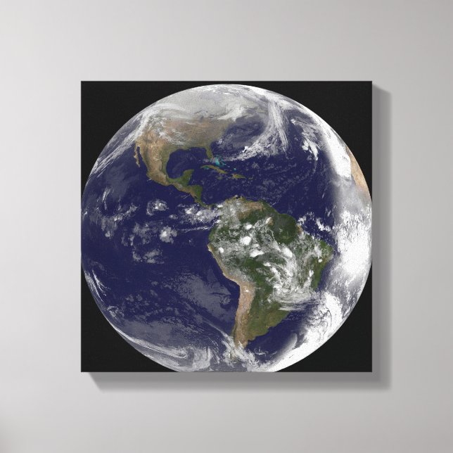 Fullt Earth som visar Nordamerika och Sydamerika 7 Canvastryck (Framsida)