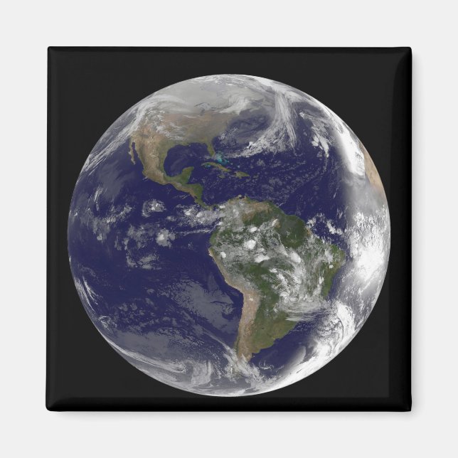 Fullt Earth som visar Nordamerika och Sydamerika 7 Magnet (Framsidan)