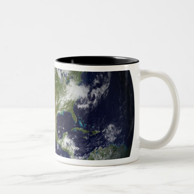 Fullt Earth som visar Nordamerika Två-Tonad Mugg (Höger)