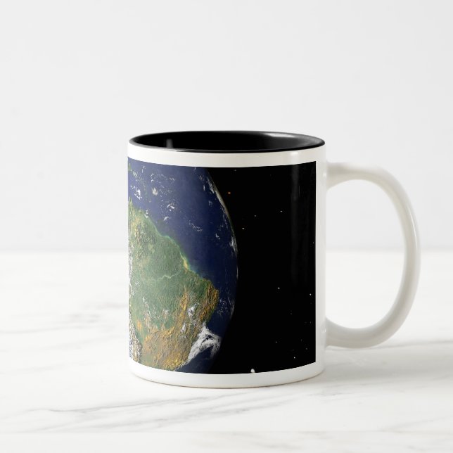 Fullt Earth som visar Sydamerika 2 Två-Tonad Mugg (Höger)