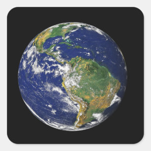Fullt Earth som visar Sydamerika Fyrkantigt Klistermärke