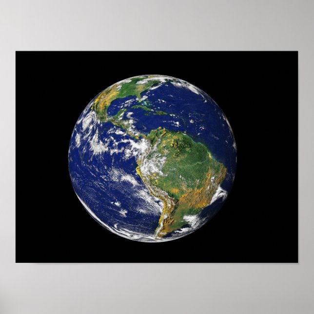 Fullt Earth som visar Sydamerika Poster (Framsidan)