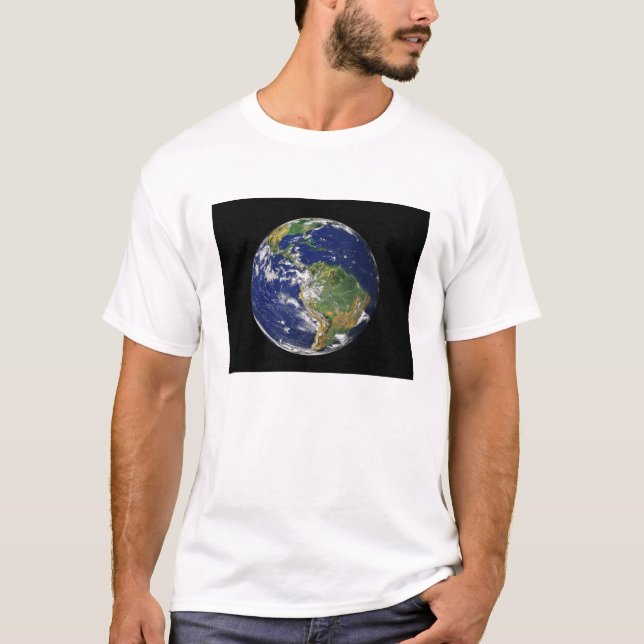 Fullt Earth som visar Sydamerika Tee Shirt (Framsida)