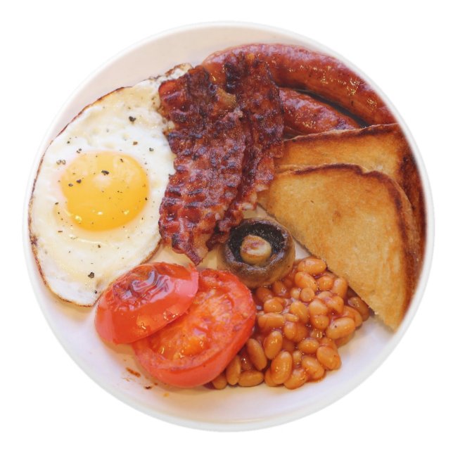 Fullt English Breakfast Fryup Egg Bacon Beans Toas Knopp (Framsidan)