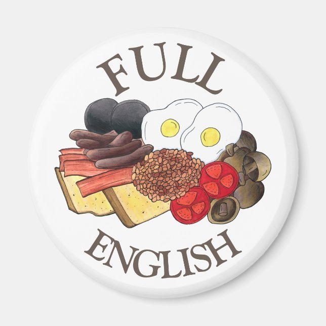 Fullt English Breakfast UK British Dining Room Pub Magnet (Framsidan)