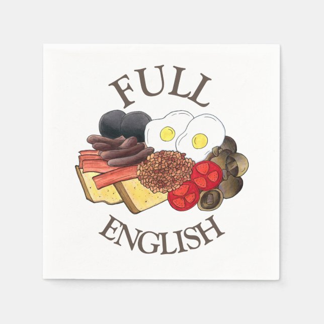 Fullt English Breakfast UK British Dining Room Pub Pappersservett (Framsidan)