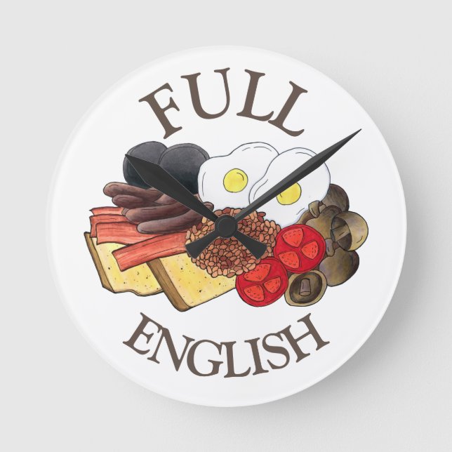 Fullt English Breakfast UK British Dining Room Pub Rund Klocka (Framsida)