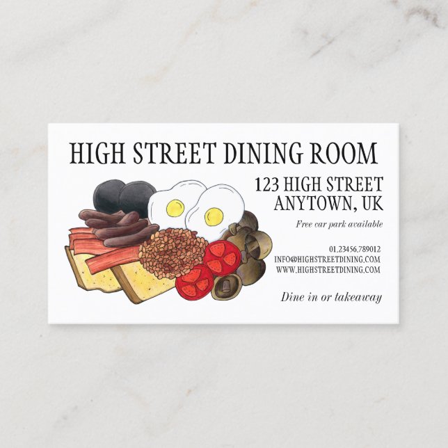 Fullt English Breakfast UK British Dining Room Pub Visitkort (Framsida)