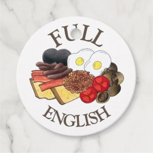 Fullt English Breakfast UK British Food Cuisine Gåvor Etiketter