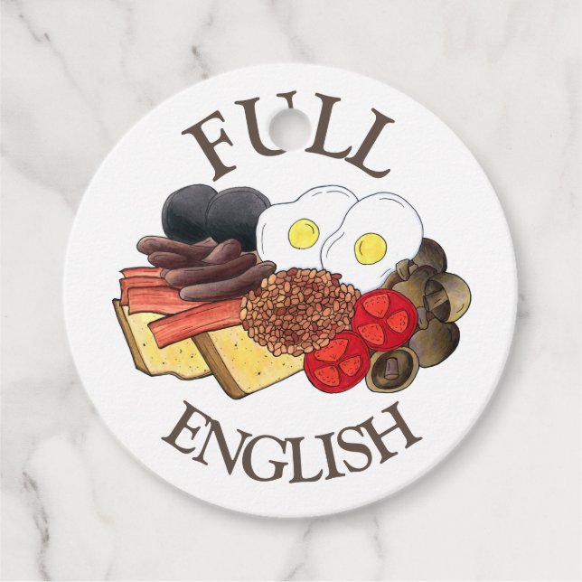 Fullt English Breakfast UK British Food Cuisine Gåvor Etiketter (Framsida)