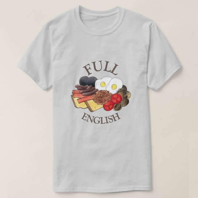 Fullt English Breakfast UK British Food Cuisine T Shirt (Design framsida)