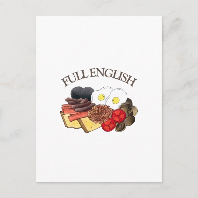 Fullt English Breakfast UK British Food Cuisine Vykort (Framsida)