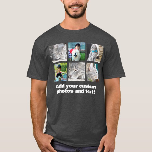 Fullt Färg 6 Photo Mosaic Bild Collage T-Shirt (Framsida)