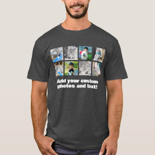 Fullt Färg 8 Photo Mosaic Bild Collage T-Shirt