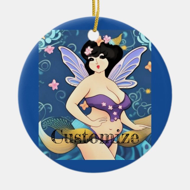 Fullt-figur Fairy Goddess Thunder_Cove Julgransprydnad Keramik (Framsidan)