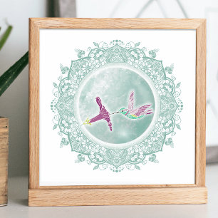 Fullt Flower Måne   May Måne Illustration Poster