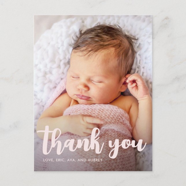 Fullt för födelsedagsfest Rosa Tack Script Photo Vykort (Framsida)