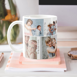 Fullt för minnesbilder - fotokollage och högdagrar kaffemugg