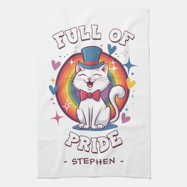 Fullt för Pride | Pridet LGBTQ-katt Kökshandduk (Vertikal)