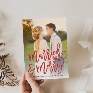 Fullt för Red Married och Merry Chic Script Julkort
