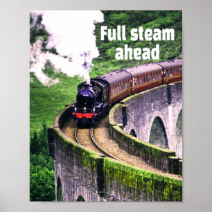 Fullt före lokomotiv Tåg på bryggan Poster