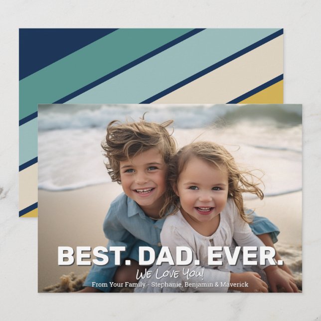 Fullt foto med bästa Pappa någonsin - Whimsical Hä Meddelande (Fram/baksida)