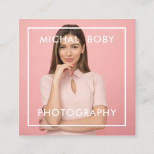 Fullt Foto Rosa Feminin Trendig Fotograf Fyrkantigt Visitkort