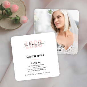 Fullt Foto Rosa Feminin Trendig Fotograf Fyrkantigt Visitkort