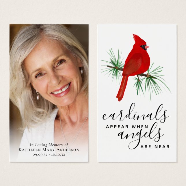 Fullt fotokardinalminneskort visitkort (Framsida & baksida)