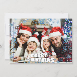 Fullt Fototext längst bak på God jul Julkort