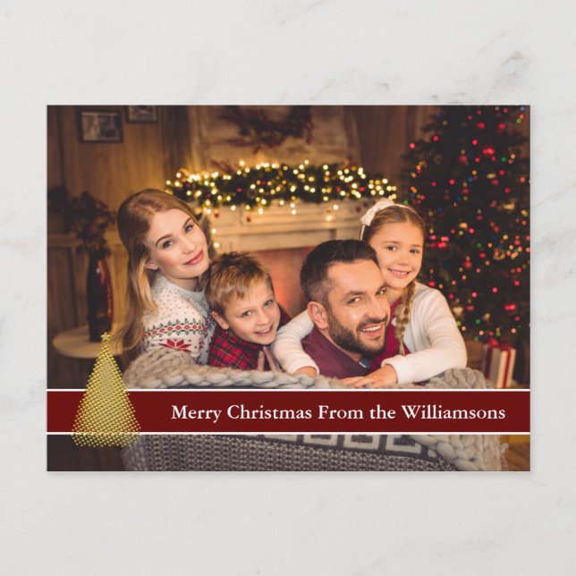 Fullt fotovykort Guld Julgran Din text Vykort (Framsida)