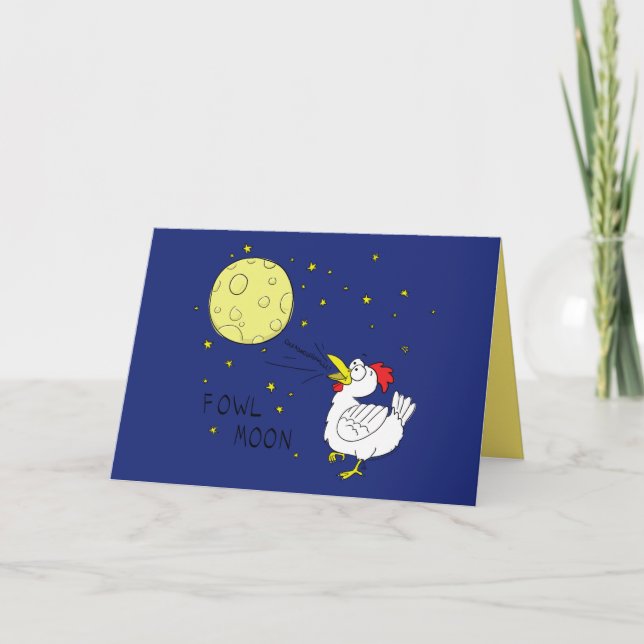 Fullt Fowl Måne - Chicken Halloween-hälsningskort Kort (Framsida)