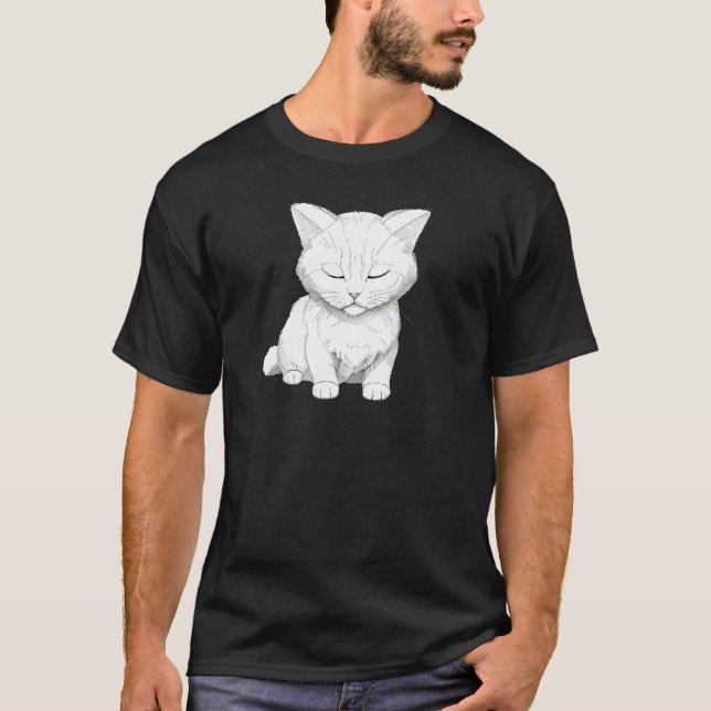 Fullt fredliga katt - avslappnad Kattunge Art TSQ T Shirt (Framsida)