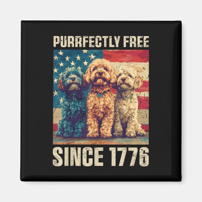 Fullt fri proud Cavapoo Hund älskare 4:e juli Magnet (Framsidan)