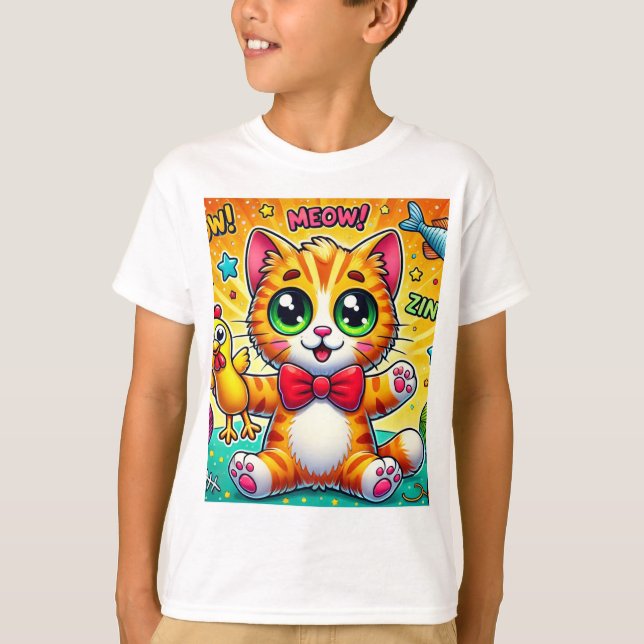 "Fullt fungerande katt-teve" T Shirt (Framsida)