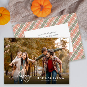 Fullt Happy thanksgiving Modern Scrip Message Phot Julkort