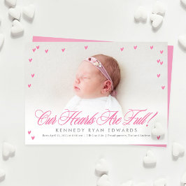 Fullt Hearts Modern Baby Birth Notice Julkort