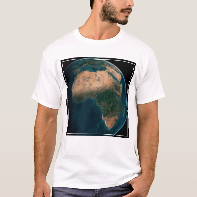 Fullt Jord från rymden ovanför den afrikanska kont T Shirt (Framsida)