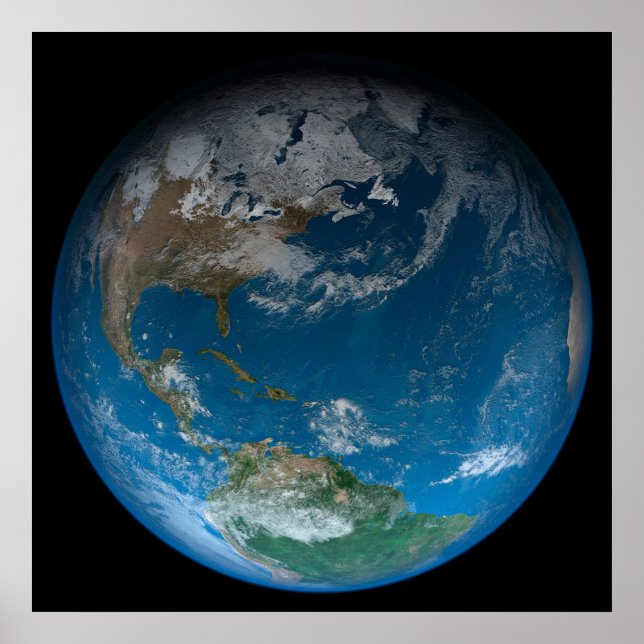 Fullt Jord med Nord- och Sydamerika. Poster (Framsidan)