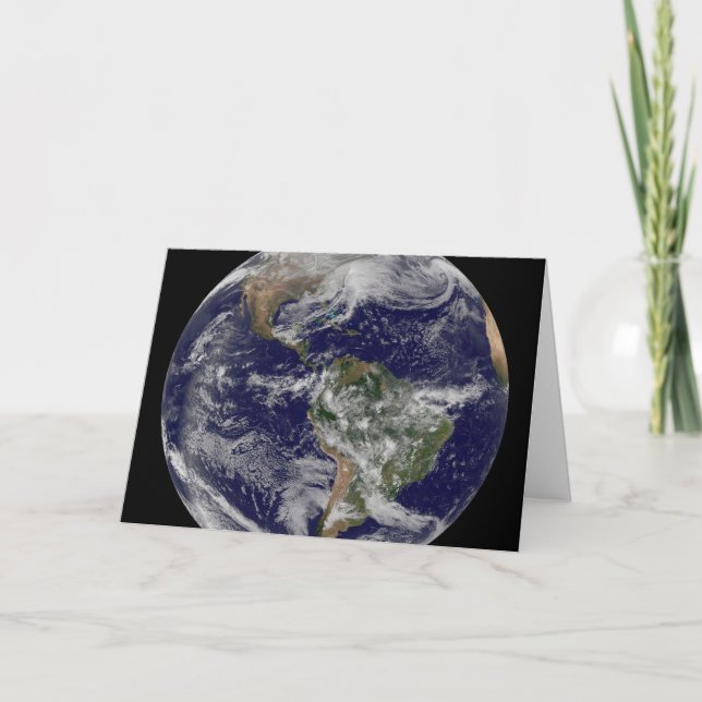 Fullt Jorden med en mäktig vinterstorm. Kort (Framsida)