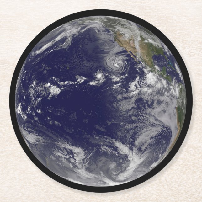 Fullt Jorden med olika tropiska stormar. Underlägg Papper Rund (Framsidan)