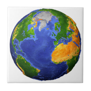 Fullt Jorden med topografiska data. Kakelplatta