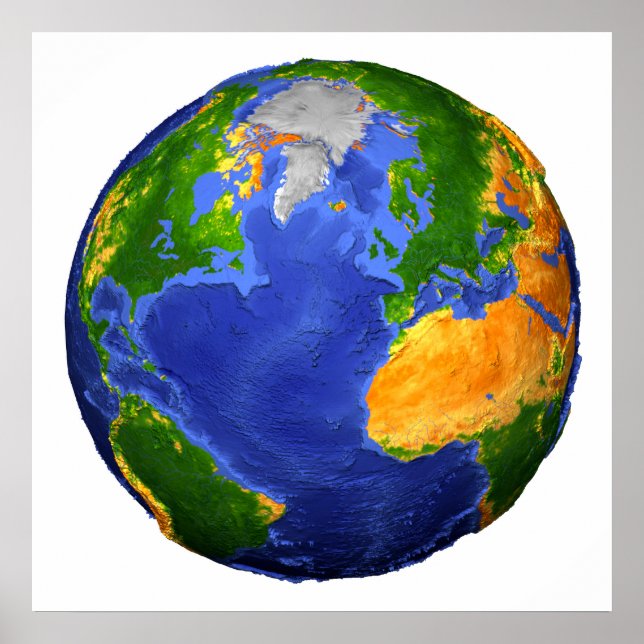 Fullt Jorden med topografiska data. Poster (Framsidan)
