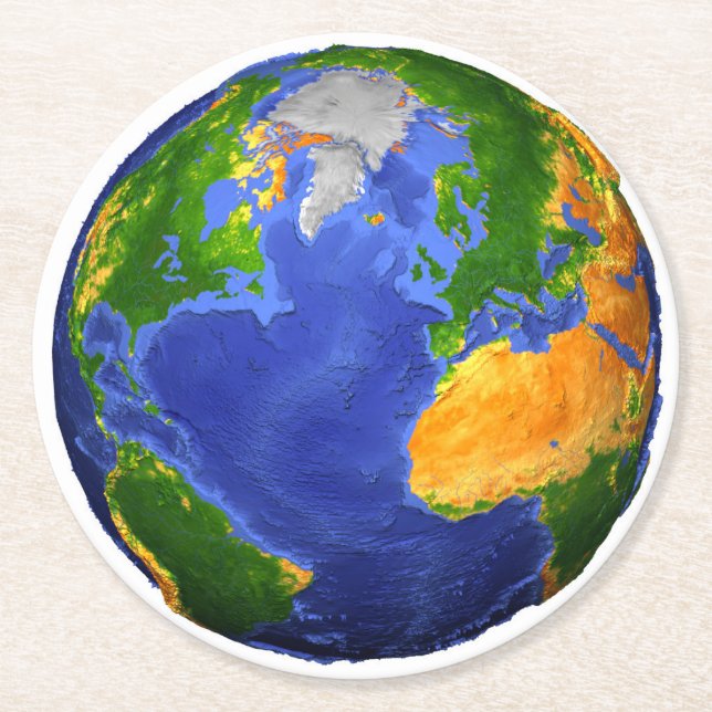 Fullt Jorden med topografiska data. Underlägg Papper Rund (Framsidan)
