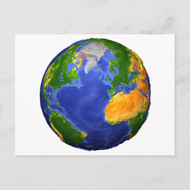 Fullt Jorden med topografiska data. Vykort (Framsida)