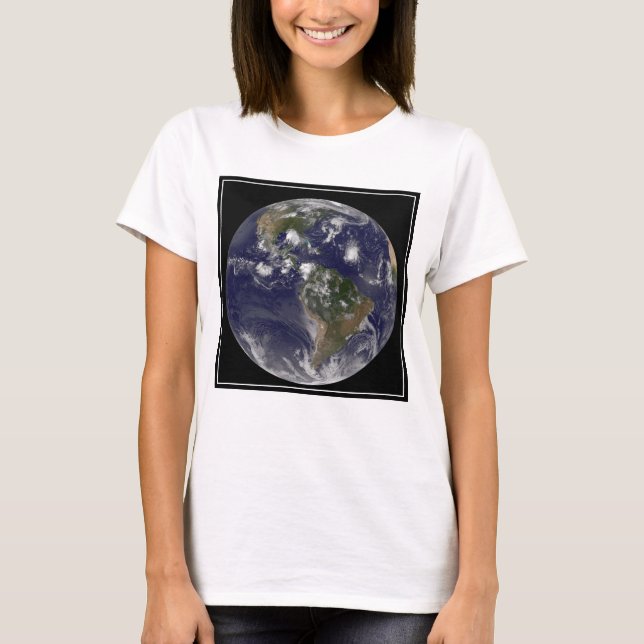 Fullt jorden med tropiska stormar i Atlanten T Shirt (Framsida)
