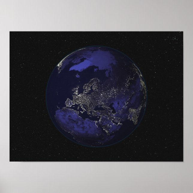 Fullt Jorden på natten som visar staden ljus 3 Poster (Framsidan)