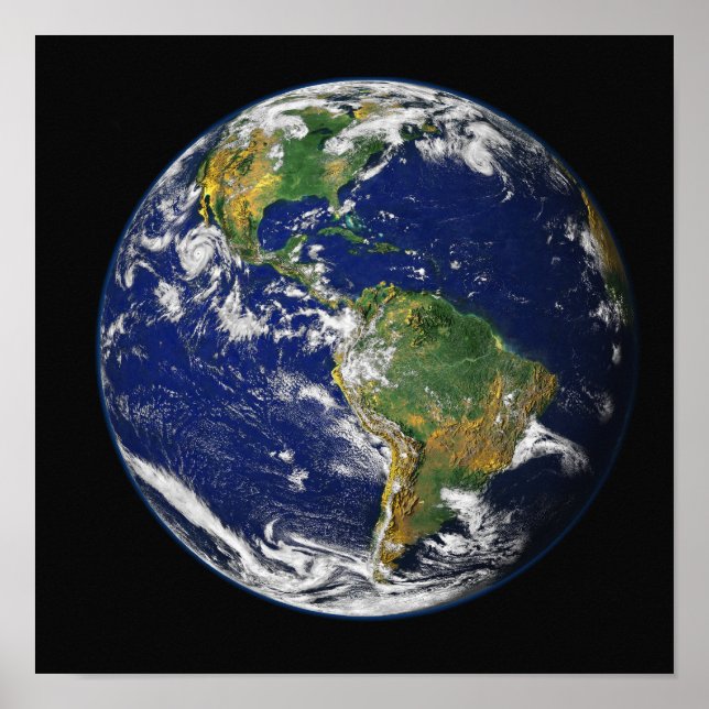 Fullt Jorden som visar det westerna halvklotet Poster (Framsidan)