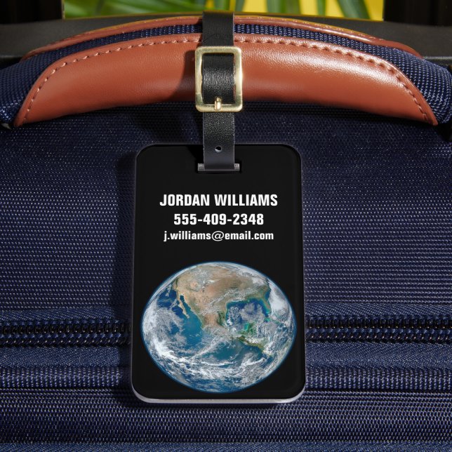 Fullt Jorden som visar Nordamerika och Mexiko. Bagagebricka (Framsida Insitu 2)