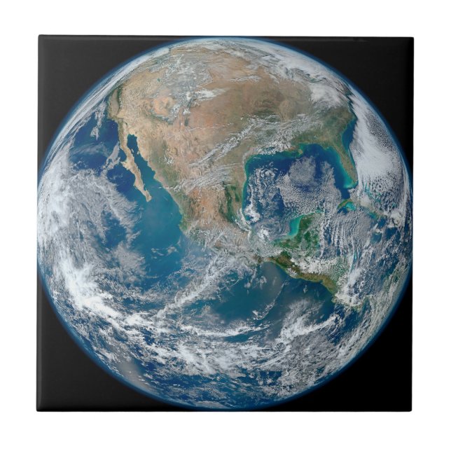 Fullt Jorden som visar Nordamerika och Mexiko. Kakelplatta (Framsidan)